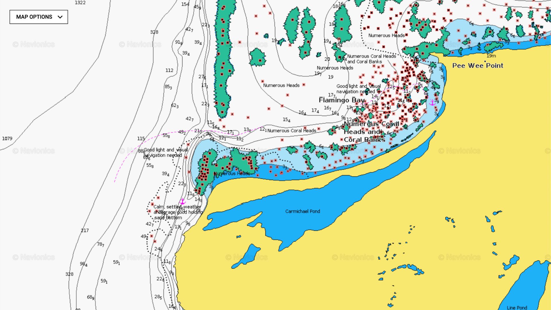 Navionics chart Rum Cay northwest